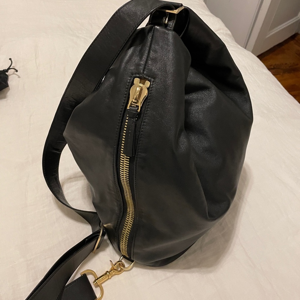Mackage black leather convertible hobo tote sling bag